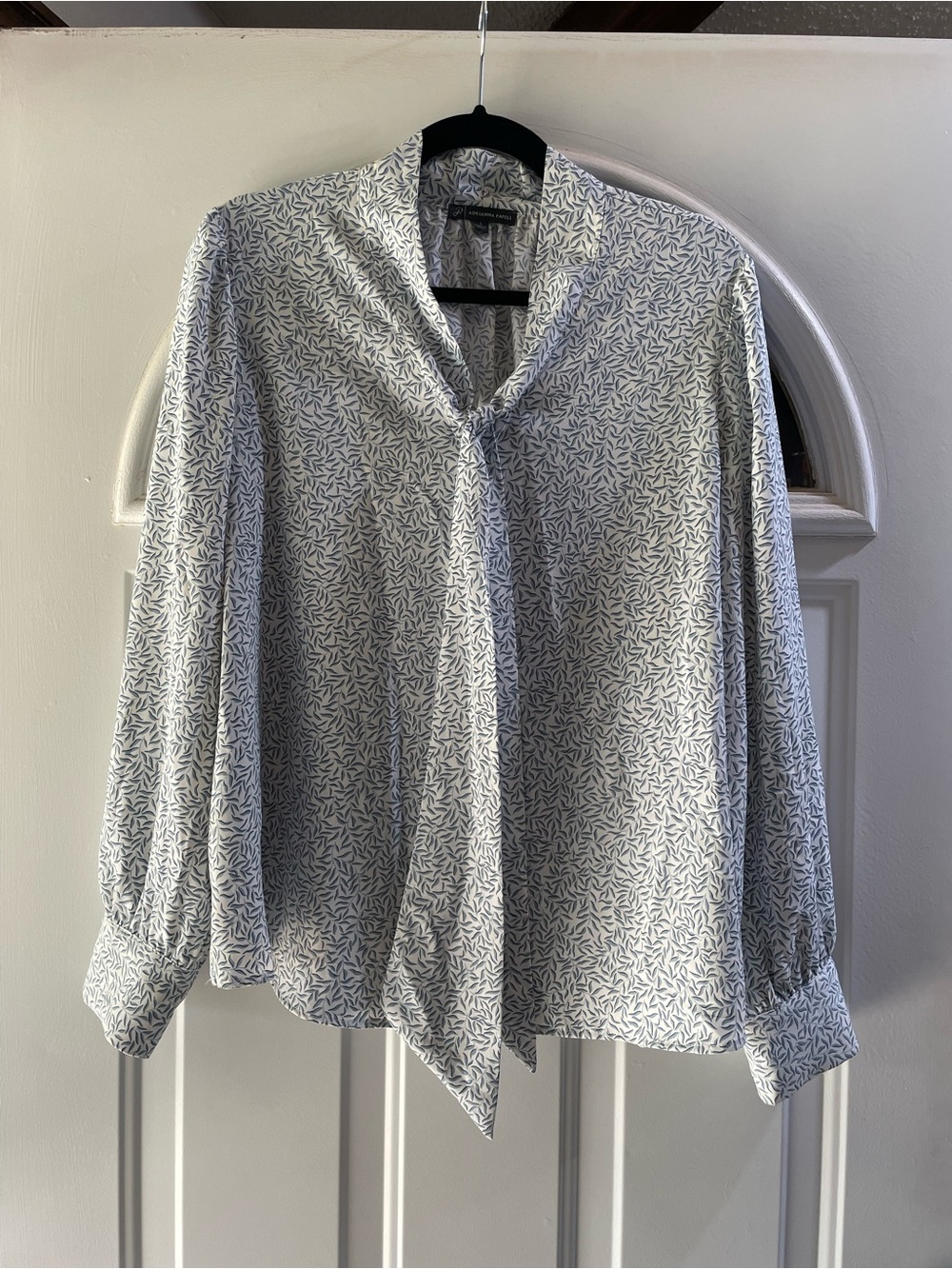Light Blue Printed Tie-Neck Blouse - Women Blouse